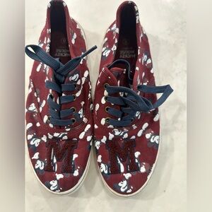 Red Canvas Mickey Mouse Sneakers with All Over Print
